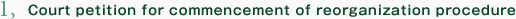 1,Court petition for commencement of reorganization procedure
